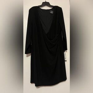 Positive Attitude Black Dress, flattering Draped waste
